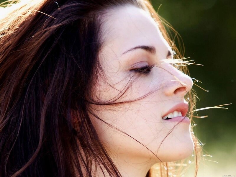 woman with wind-blown hair