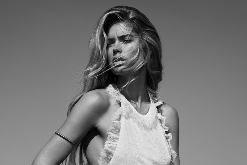 woman with wind-blown hair