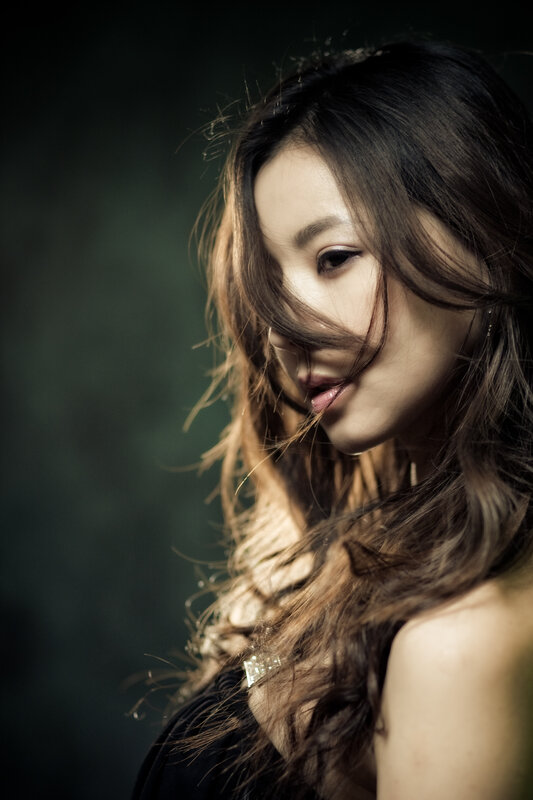 woman with wind-blown hair