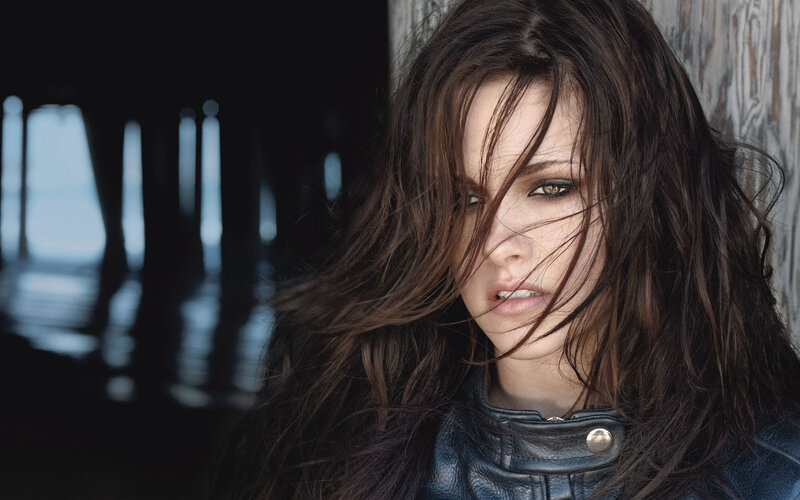 woman with wind-blown hair