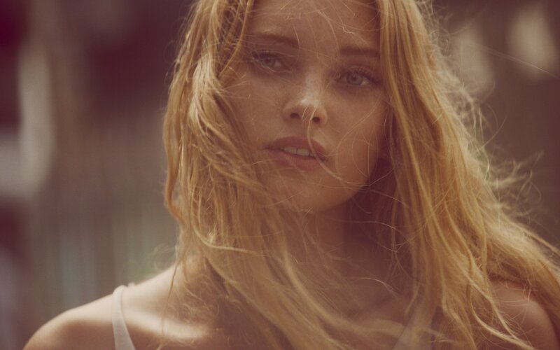 woman with wind-blown hair