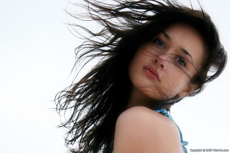 woman with wind-blown hair