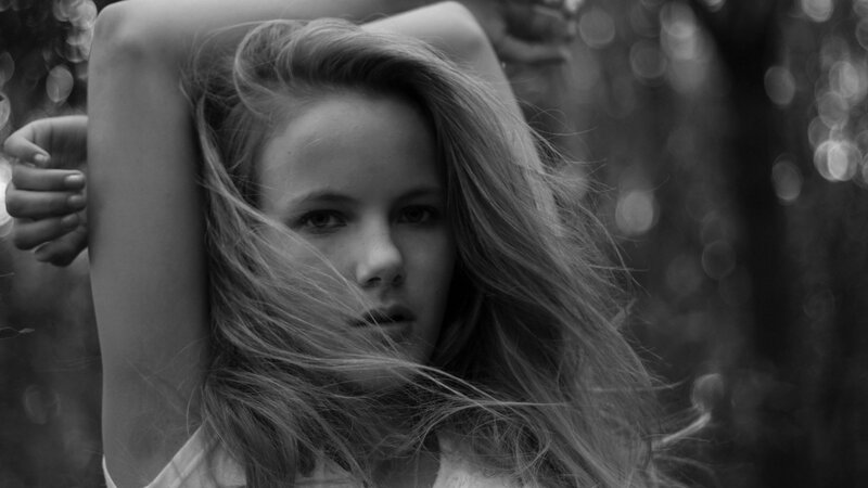 woman with wind-blown hair