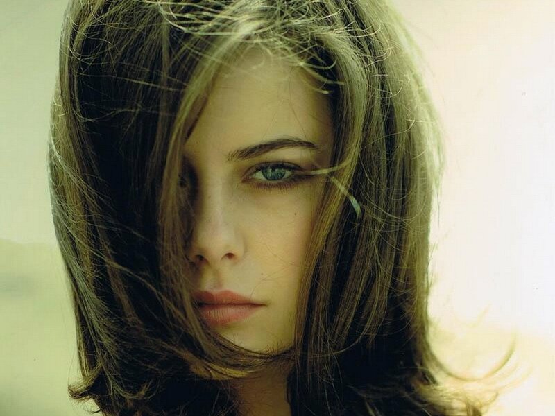woman with wind-blown hair