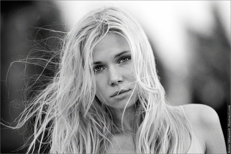 woman with wind-blown hair