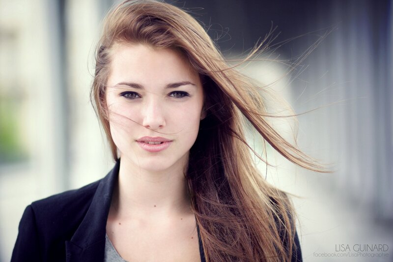 woman with wind-blown hair