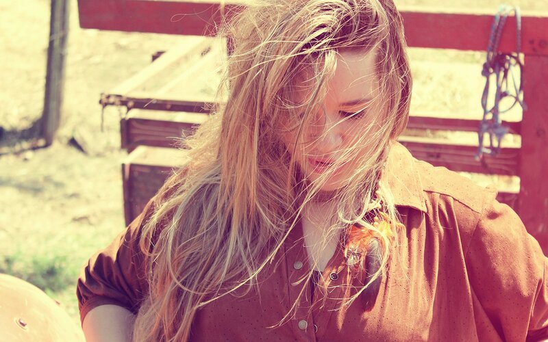 woman with wind-blown hair