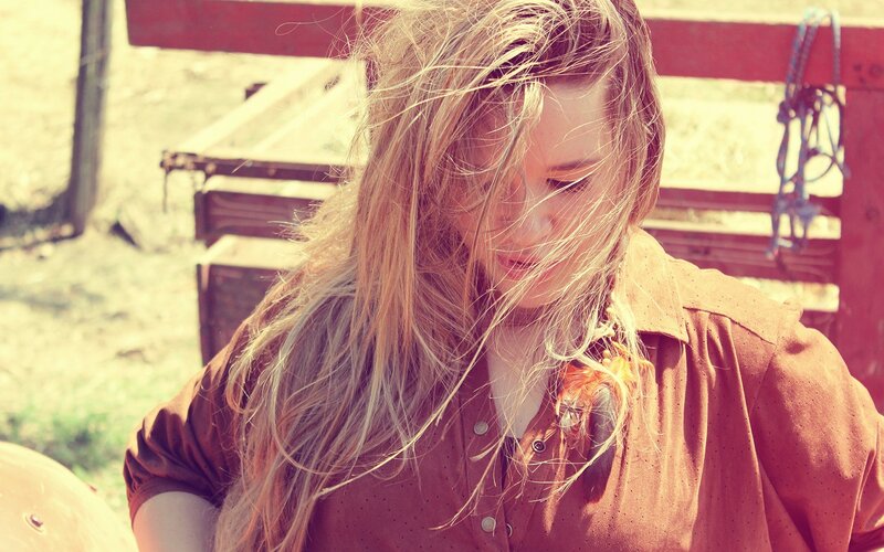woman with wind-blown hair