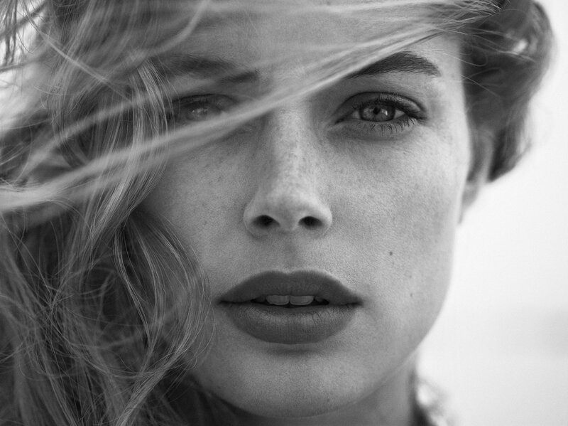 woman with wind-blown hair