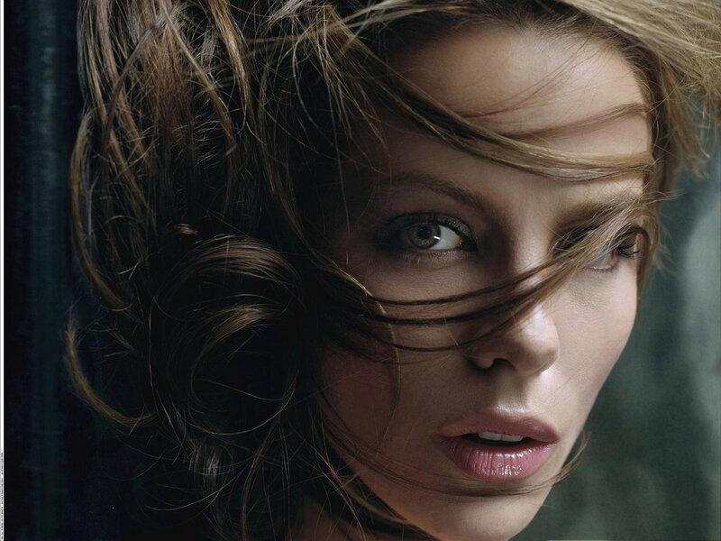 woman with wind-blown hair