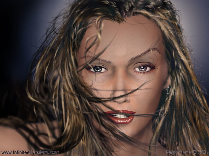 woman with wind-blown hair