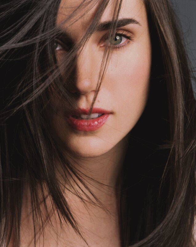 woman with wind-blown hair