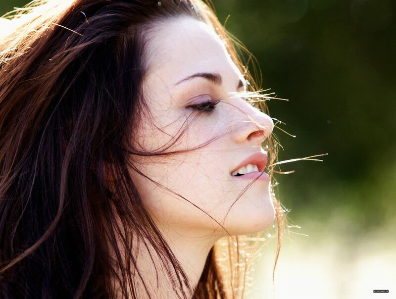 woman with wind-blown hair