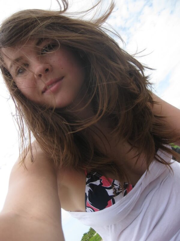 woman with wind-blown hair