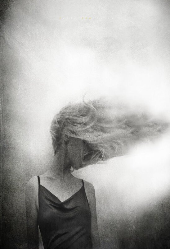 woman with wind-blown hair