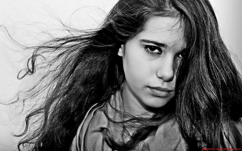 woman with wind-blown hair