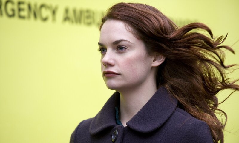 woman with windblown hair