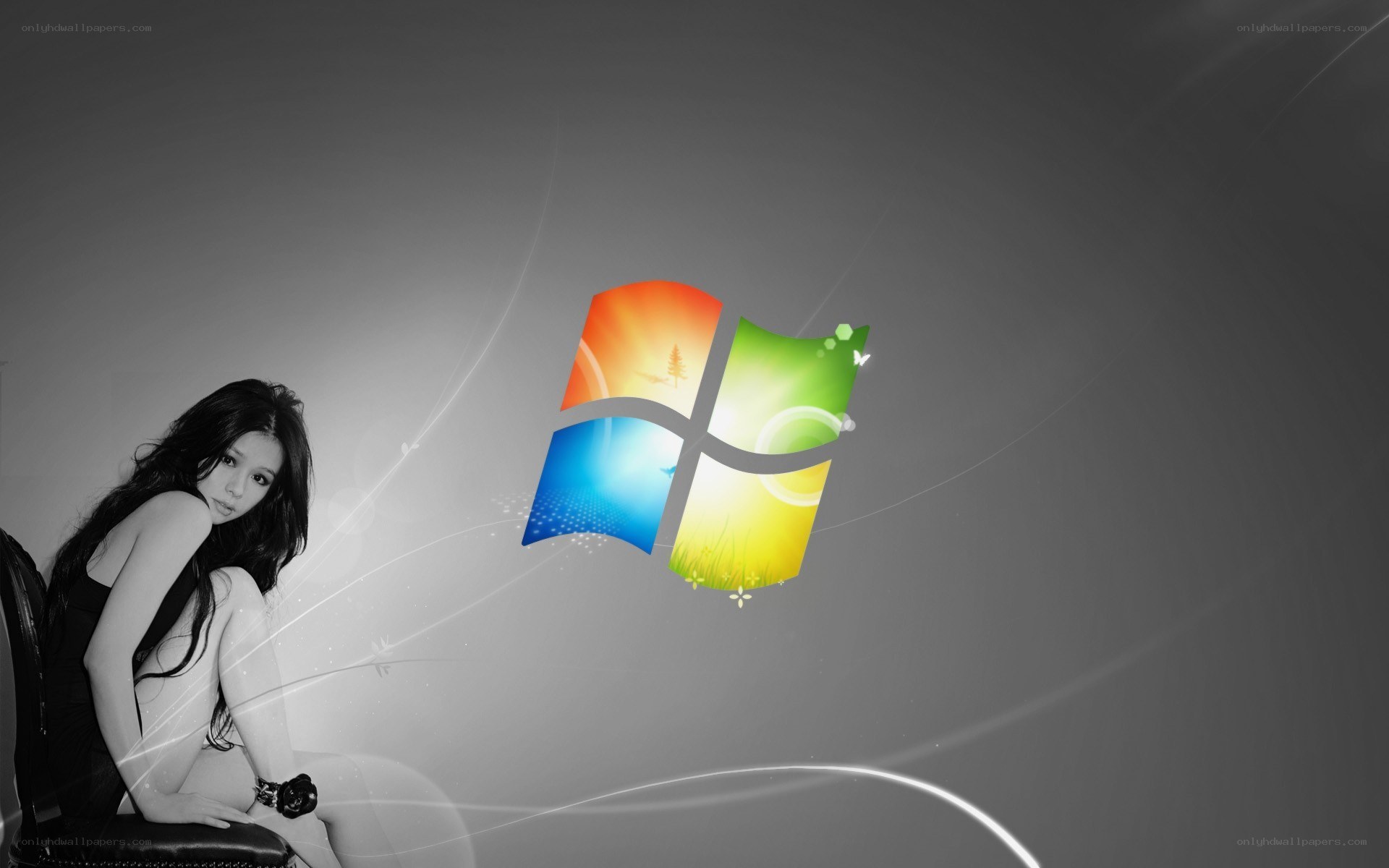 woman with windows logo