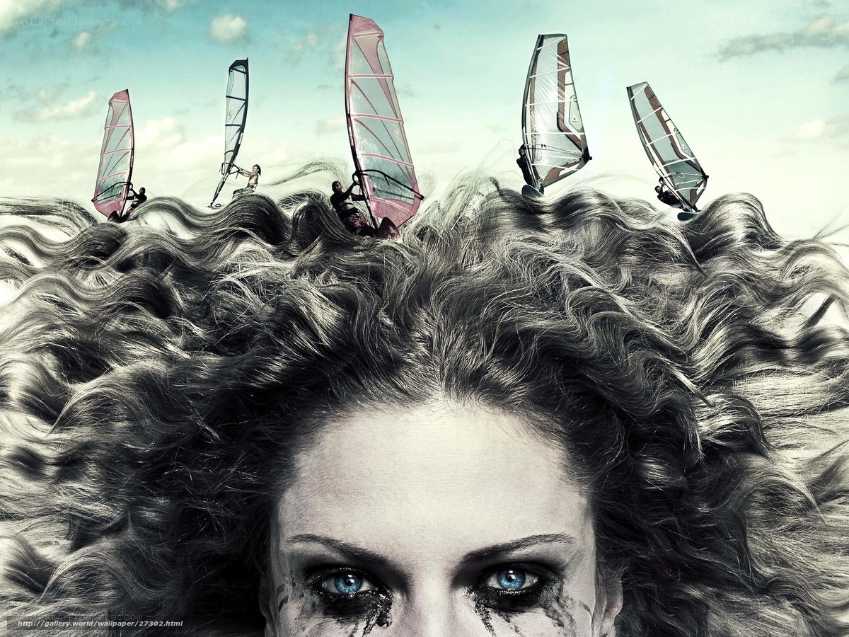 woman with windsurfers in hair