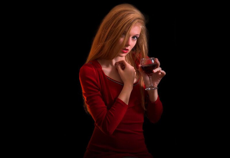 Woman with wine glass