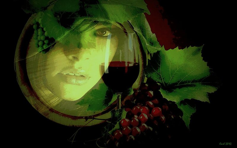 Woman with Wine Glass — Green