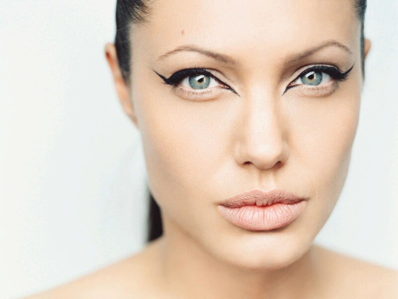 Woman with Winged Eyeliner — White, Neutral