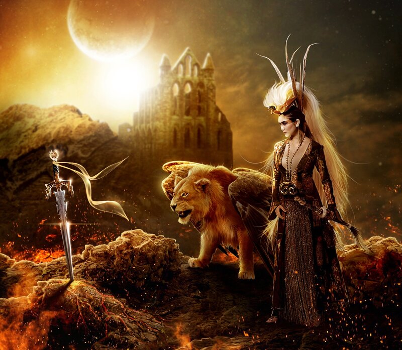 Woman with Winged Lion