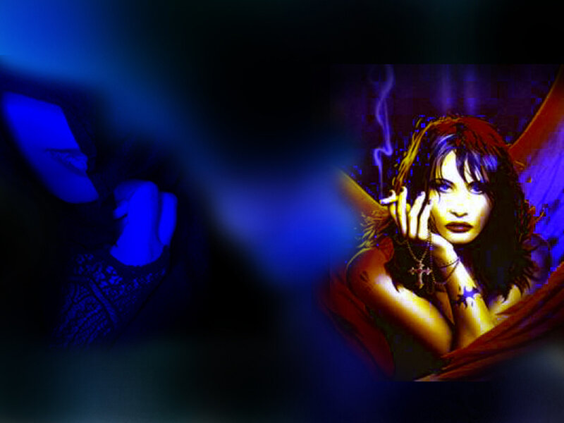 woman with wings and cigarette