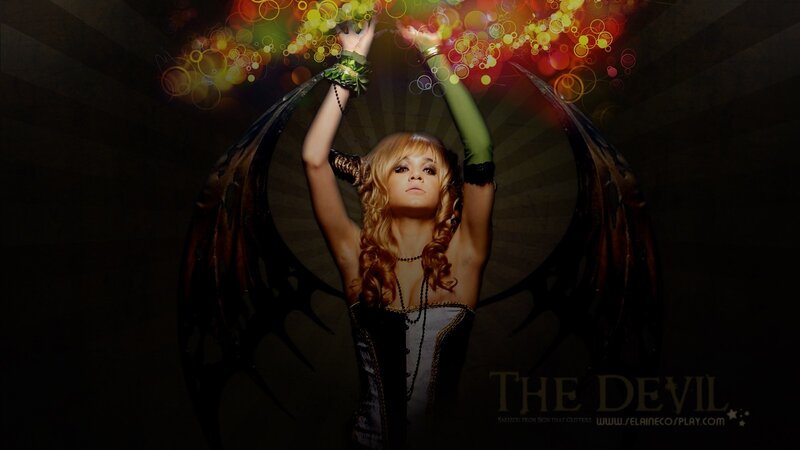woman with wings and colorful lights
