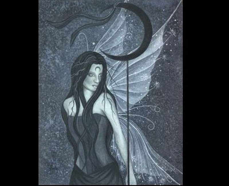 Woman with Wings and Crescent Moon