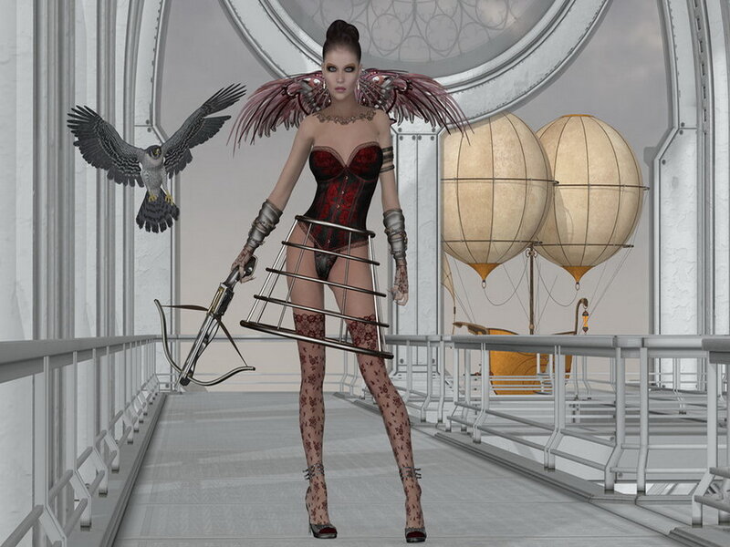 Woman with Wings and Crossbow