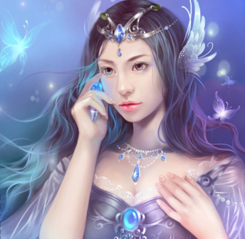 Woman with Wings and Crown — Blue, Serene