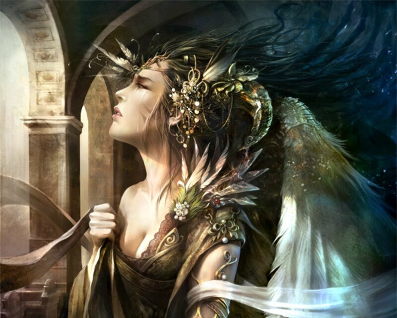 Woman with Wings and Crown — Brown