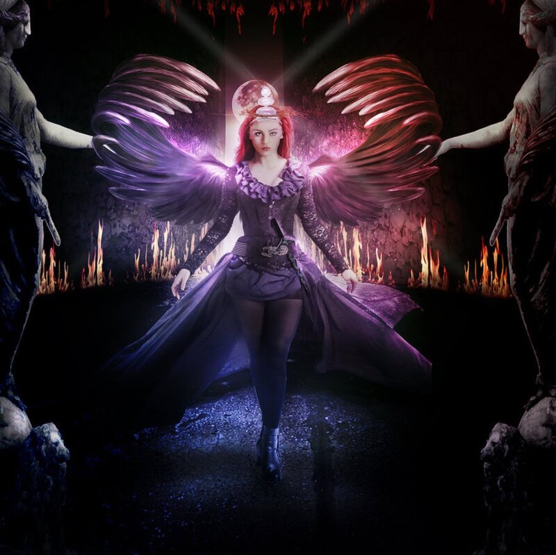 Woman with Wings and Crown — Purple