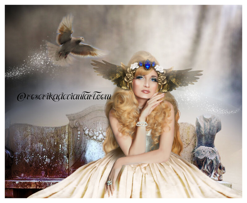Woman with Wings and Dove