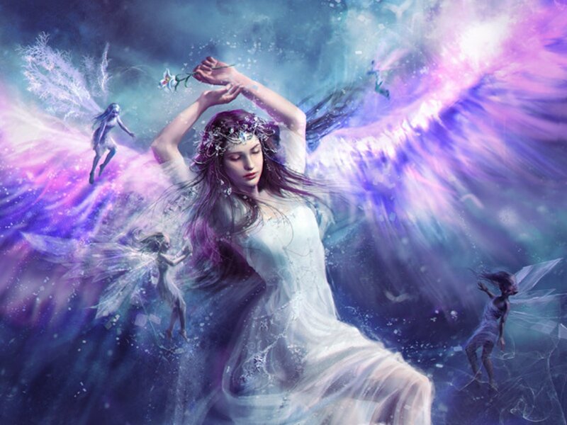 Woman with Wings and Fairies