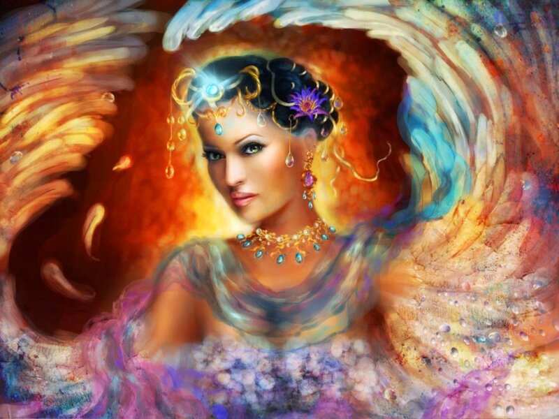 Woman with Wings and Jewelry
