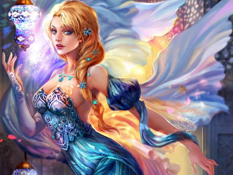 Woman with Wings and Lantern
