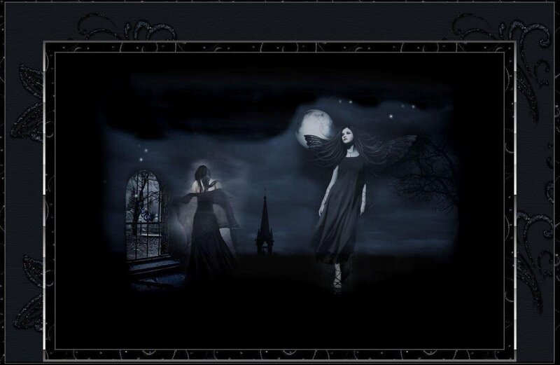 Woman with Wings at Night