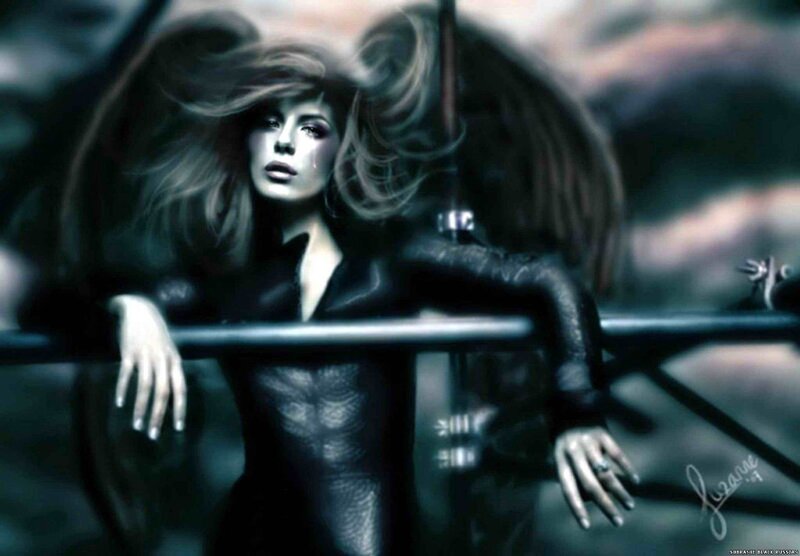 Woman with Wings — Black, Dramatic, Digital Art, Hair