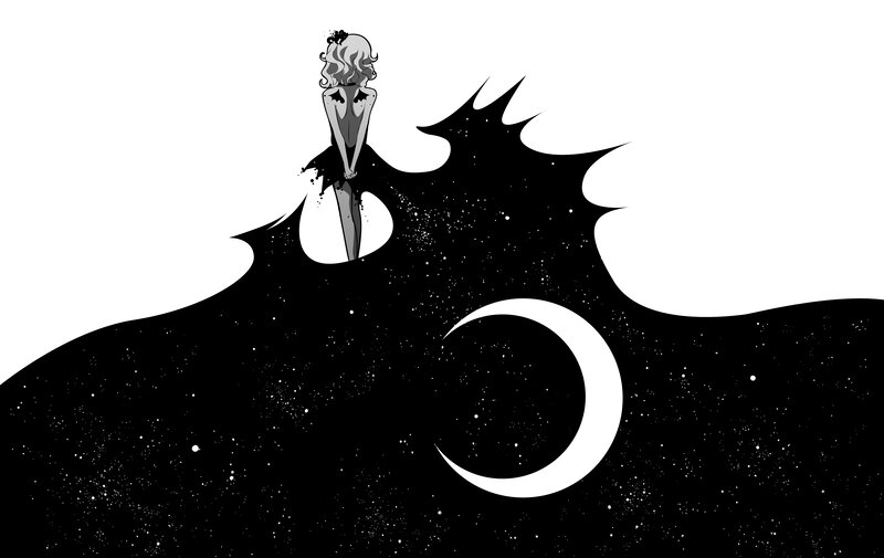 Woman with Wings — Black, Dramatic, Night, Manga