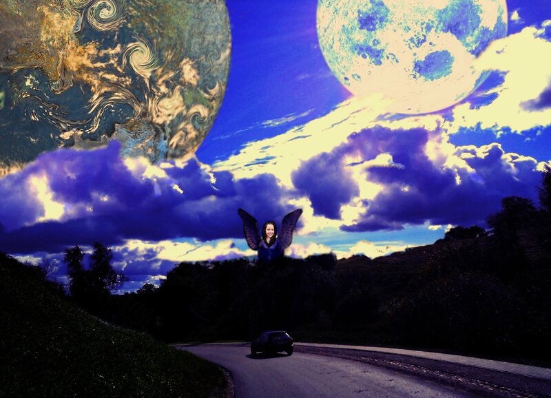 Woman with Wings — Blue, Dramatic