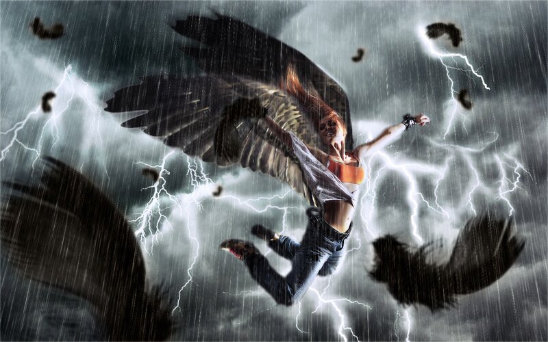 Woman with Wings Falling