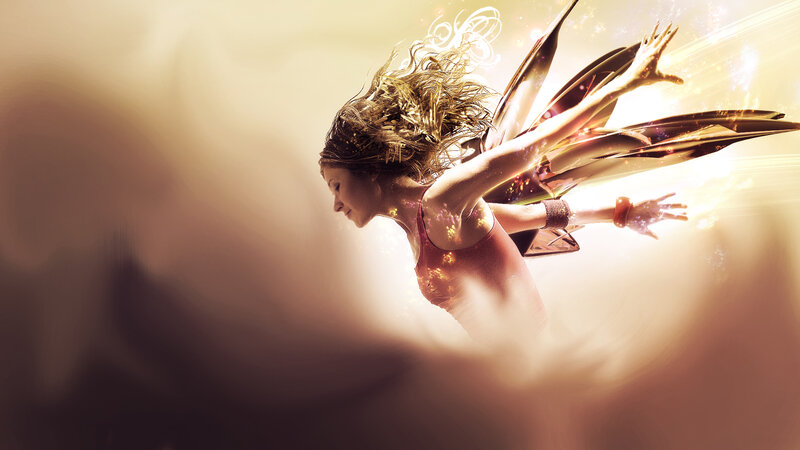 Woman with Wings Flying — Gold