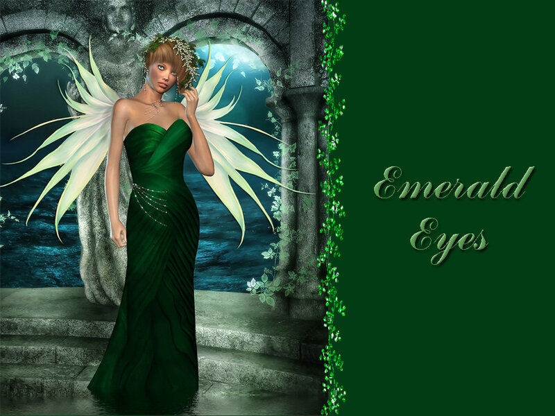 Woman with Wings — Green, Serene