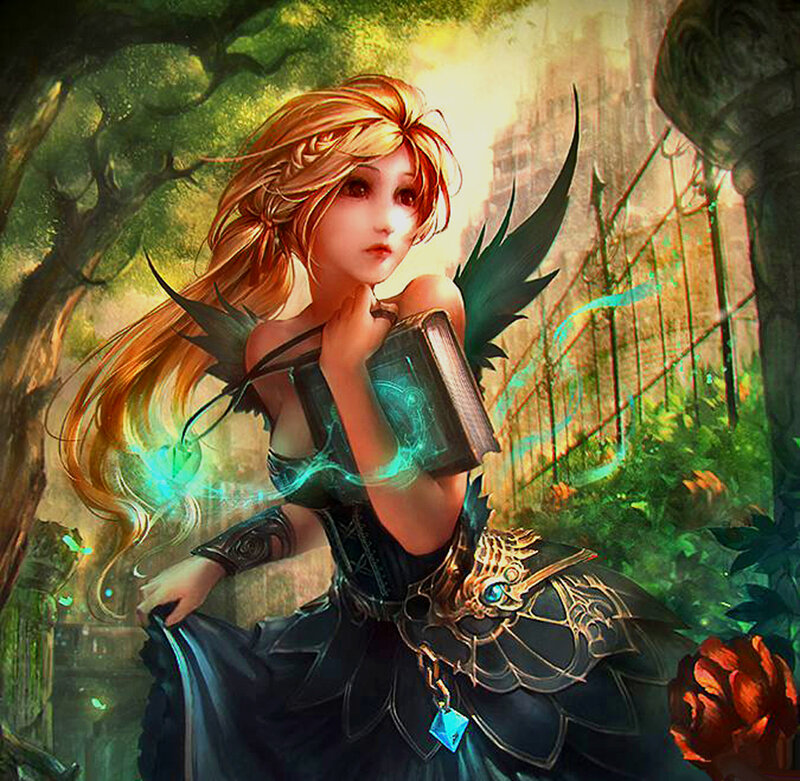 Woman with Wings Holding Book