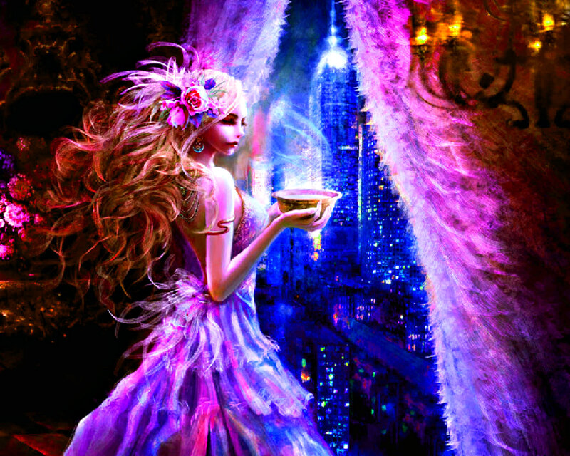 Woman with Wings Holding Bowl