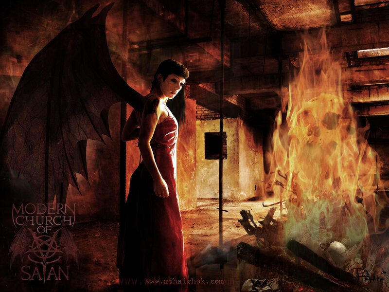 woman with wings in burning room