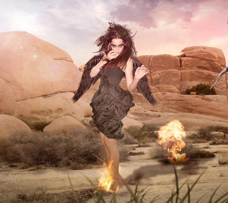 Woman with Wings in Desert — Brown