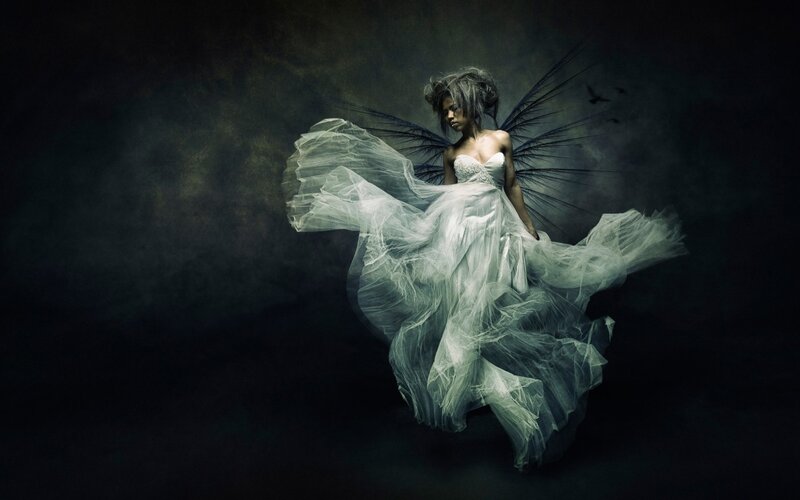 Woman with Wings in Dress